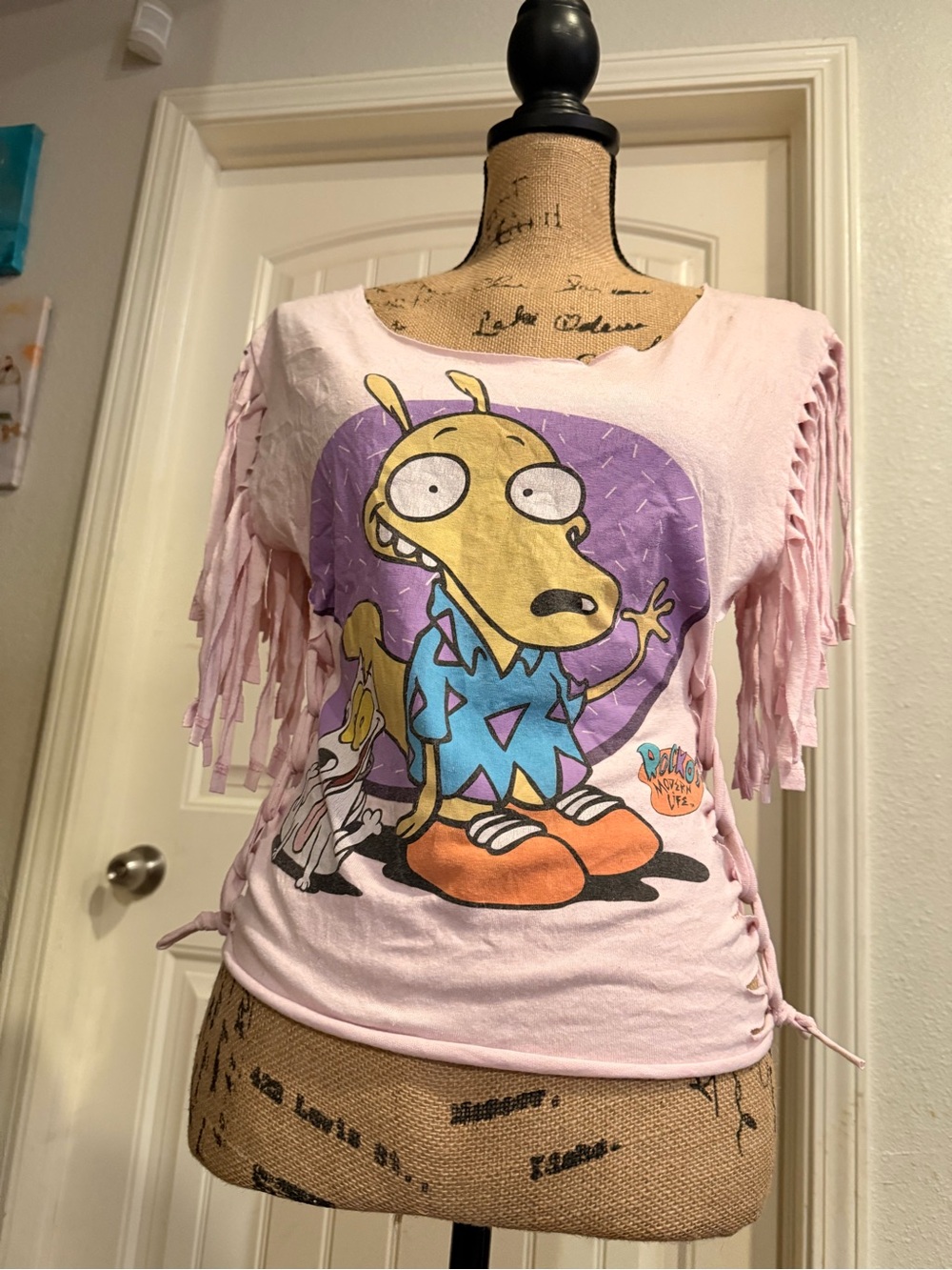 Rocko’s Modern Life Upcycled Fringe Tee – Size Small